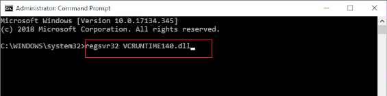 regsvr32 VCRUNTIME140.dll